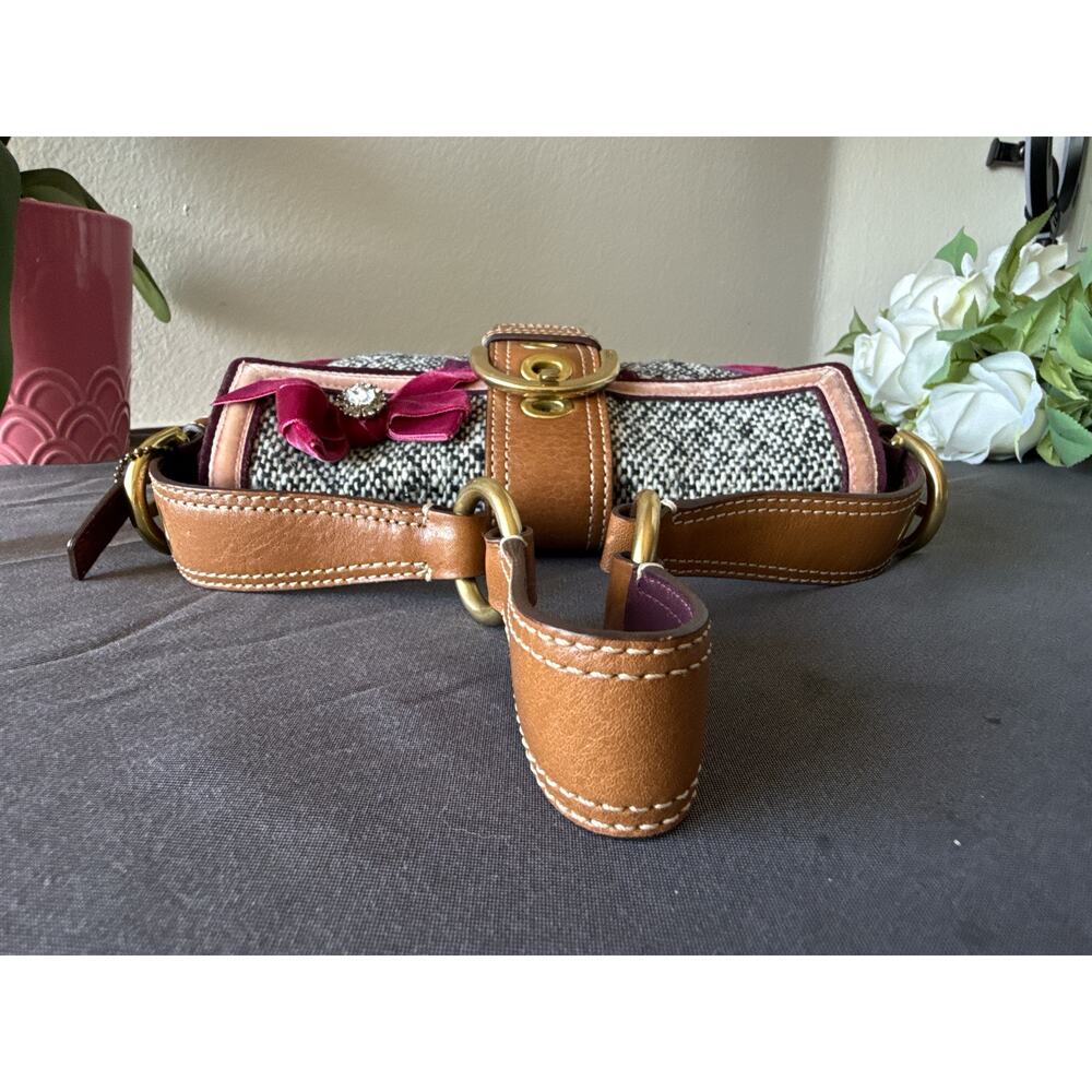 Coach Vintage Y2K Purple Tweed Suede Shoulder Bag 8F01 - Picture 8 of 11